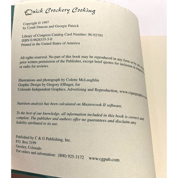 Quick Crockery Cooking Slow Cooker Recipes Cookbook Cyndi Duncan 1997 - Picture 11 of 11